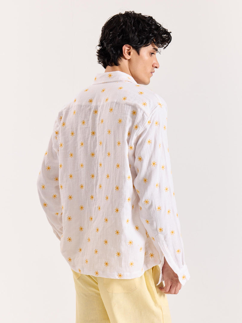 Daisy Dew Embroidered Gauze Holiday Shirt
