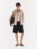 Load image into Gallery viewer, Dark Beige Linen Cropped Shirt