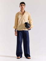 Load image into Gallery viewer, Dark Blue Pinstriped Baggy Fit Trousers