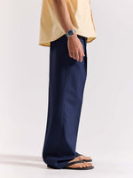 Load image into Gallery viewer, Dark Blue Pinstriped Baggy Fit Trousers