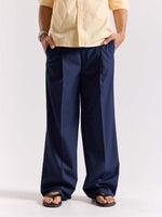 Load image into Gallery viewer, Dark Blue Pinstriped Baggy Fit Trousers