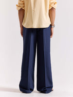 Load image into Gallery viewer, Dark Blue Pinstriped Baggy Fit Trousers