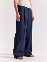 Load image into Gallery viewer, Dark Blue Pinstriped Baggy Fit Trousers