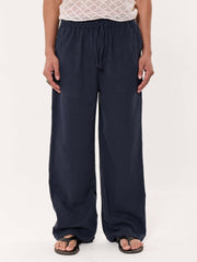 Dark Blue Gauze Pull-on Pants