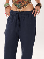 Load image into Gallery viewer, Dark Blue Gauze Pull-on Pants