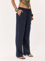 Load image into Gallery viewer, Dark Blue Gauze Pull-on Pants