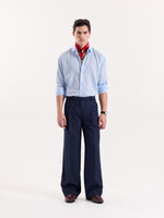 Load image into Gallery viewer, Dark Blue Pinstriped Baggy Fit Trousers