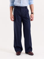 Load image into Gallery viewer, Dark Blue Pinstriped Baggy Fit Trousers