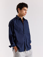 Load image into Gallery viewer, Dark Blue Poplin Shirt