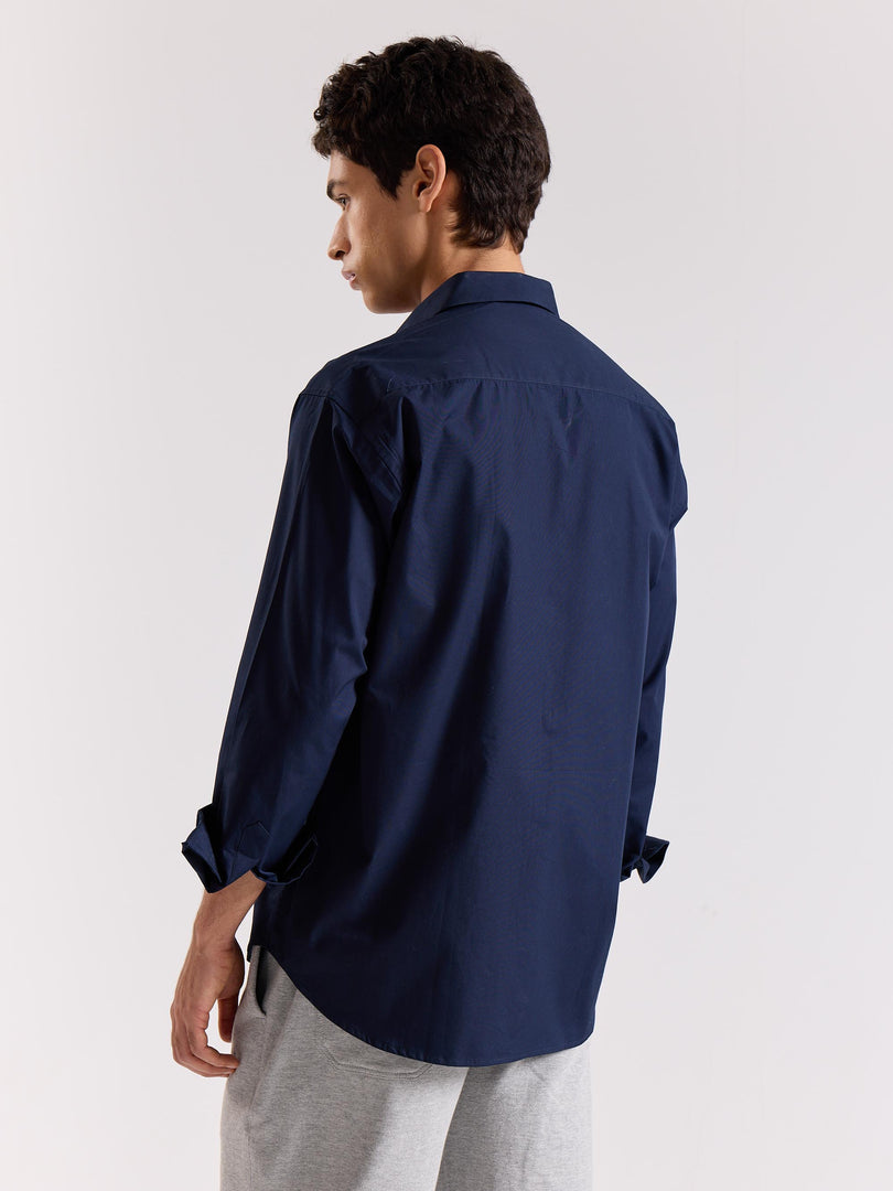 Dark Blue Poplin Shirt
