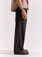 Load image into Gallery viewer, Dark Brown Pinstriped Baggy Fit Trousers
