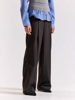 Load image into Gallery viewer, Dark Brown Pinstriped Baggy Fit Trousers