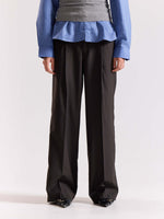Load image into Gallery viewer, Dark Brown Pinstriped Baggy Fit Trousers