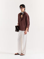 Load image into Gallery viewer, Dark Brown Linen Cropped Shirt