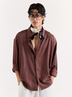 Load image into Gallery viewer, Dark Brown Linen Cropped Shirt