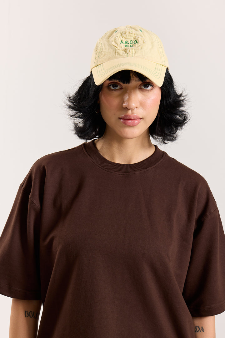 Dark Brown Loose Fit Cropped T-Shirt