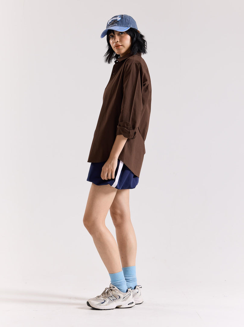 Dark Brown Poplin Shirt