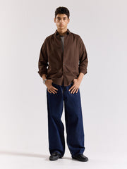 Dark Brown Poplin Shirt