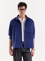 Load image into Gallery viewer, Dark Dusty Blue Corduroy Oversized Shirt