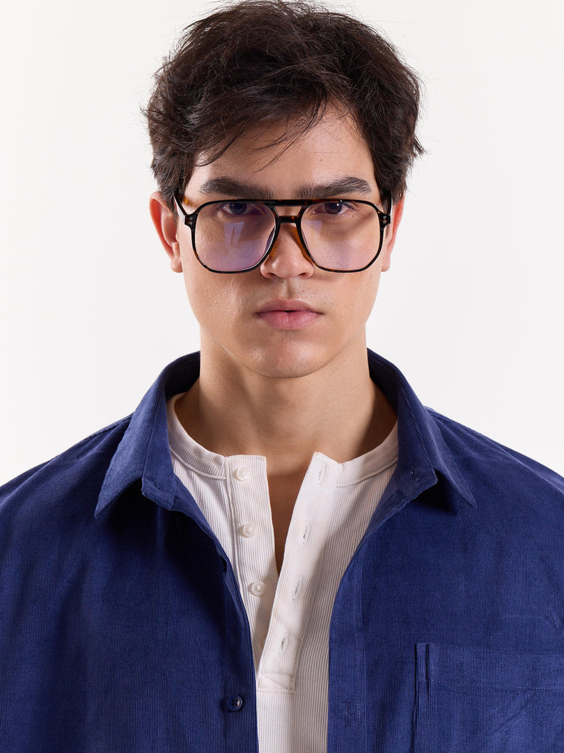 Dark Dusty Blue Corduroy Oversized Shirt