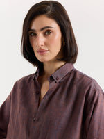 Load image into Gallery viewer, Brown Striped Irish Linen Shirt