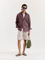 Load image into Gallery viewer, Brown Striped Irish Linen Shirt