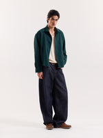 Load image into Gallery viewer, Dark Green Striped Seersucker Cropped Shirt