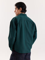 Load image into Gallery viewer, Dark Green Striped Seersucker Cropped Shirt