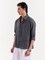 Load image into Gallery viewer, Dark Grey Linen Cropped Shirt