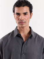Load image into Gallery viewer, Dark Grey Linen Cropped Shirt