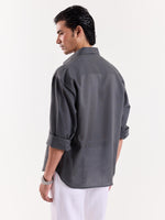 Load image into Gallery viewer, Dark Grey Linen Cropped Shirt