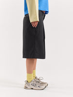 Load image into Gallery viewer, Dark Grey Pinstriped Trouser Shorts