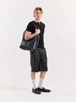Load image into Gallery viewer, Dark Grey Pinstriped Trouser Shorts