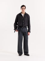 Load image into Gallery viewer, Dark Grey Textured Baggy Fit Trousers