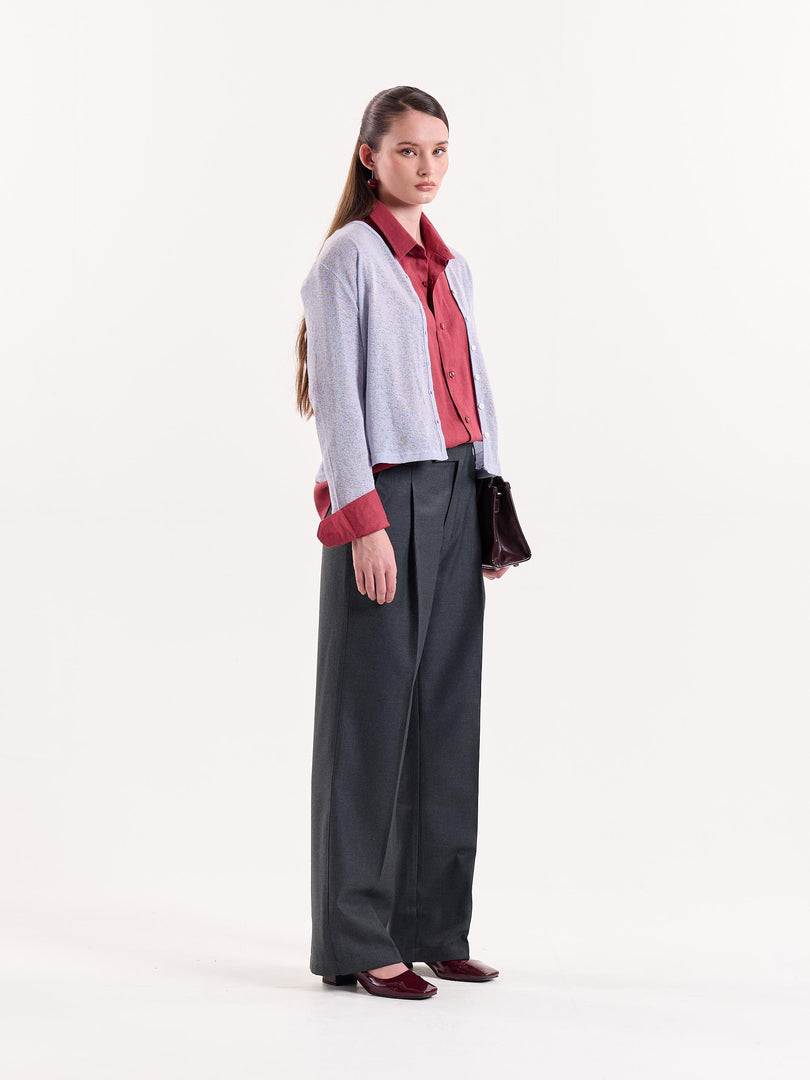 Dark Grey Textured Baggy Fit Trousers