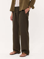 Load image into Gallery viewer, Dark Olive Gauze Pull-on Pants