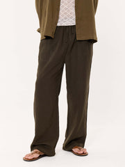 Dark Olive Gauze Pull-on Pants