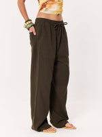 Load image into Gallery viewer, Dark Olive Gauze Pull-on Pants
