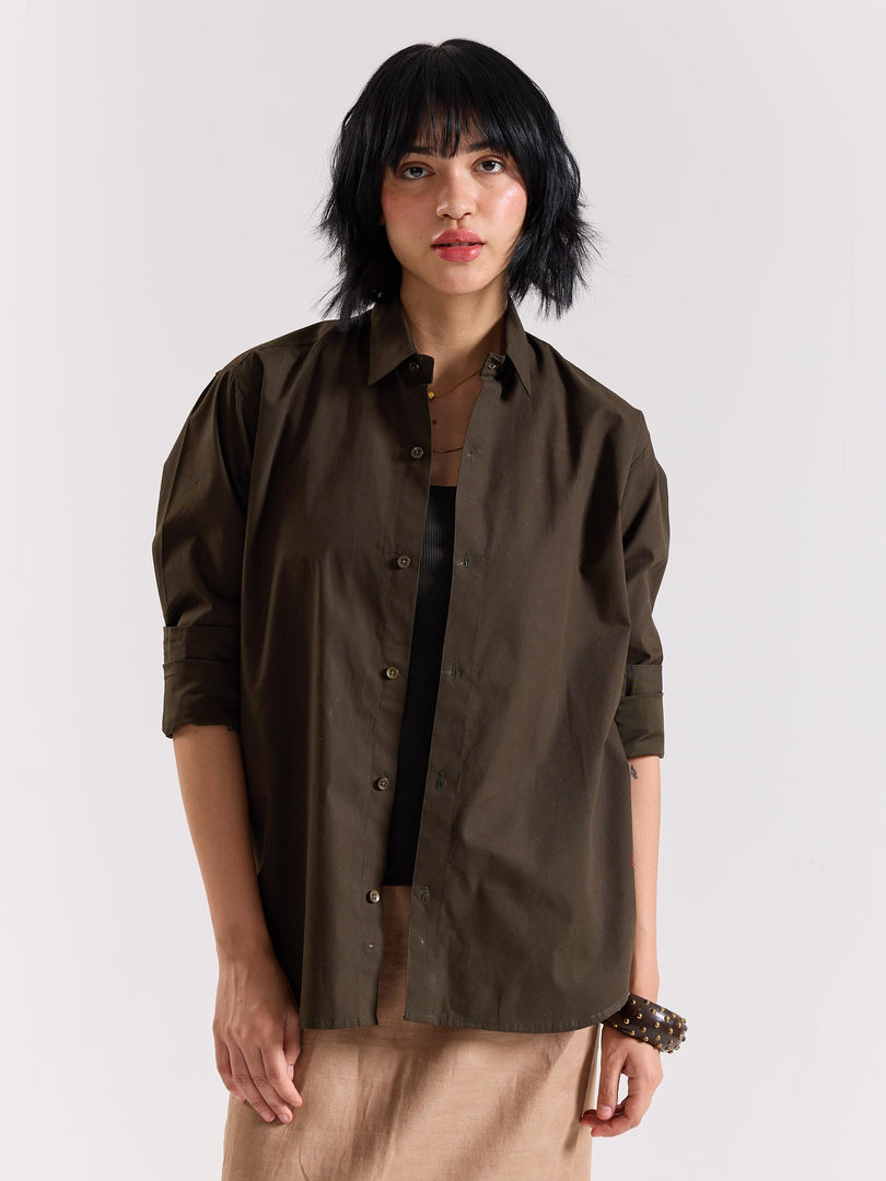 Dark Olive Poplin Shirt