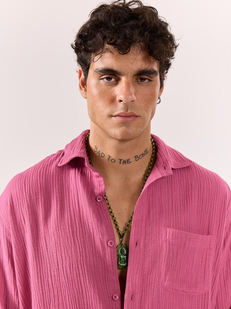 Dark Pink Gauze Holiday Shirt
