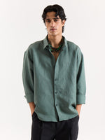 Load image into Gallery viewer, Dark Sage Linen Cropped Shirt