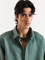 Load image into Gallery viewer, Dark Sage Linen Cropped Shirt