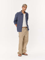 Load image into Gallery viewer, Deep Blue Checkered Oversized Cropped Shirt