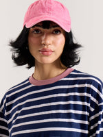 Load image into Gallery viewer, Deep Navy &amp; White Striped Loose Fit Cropped T-Shirt