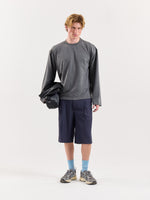 Load image into Gallery viewer, Denim Blue Pinstriped Trouser Shorts