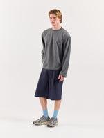 Load image into Gallery viewer, Denim Blue Pinstriped Trouser Shorts