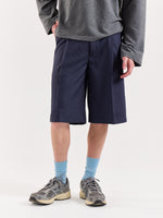 Load image into Gallery viewer, Denim Blue Pinstriped Trouser Shorts