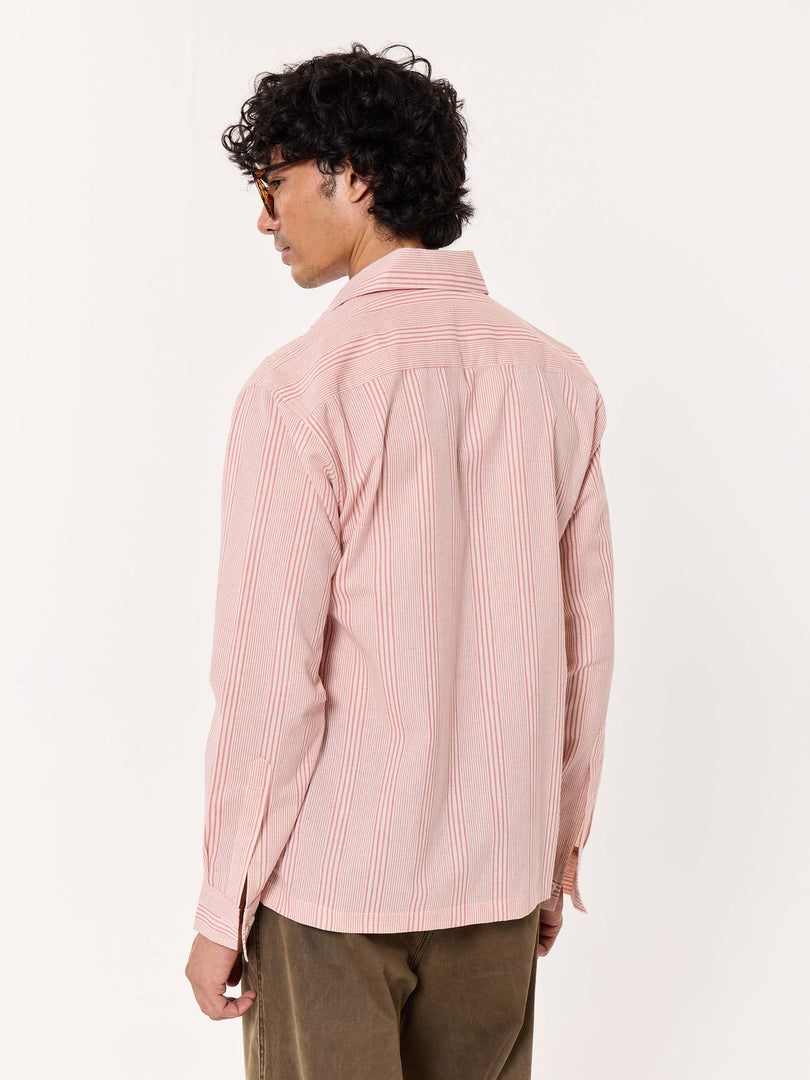 Dusty Pink Striped Cropped Shirt