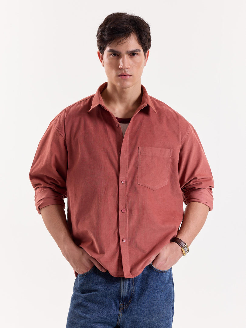 Dusty Rose Corduroy Oversized Shirt