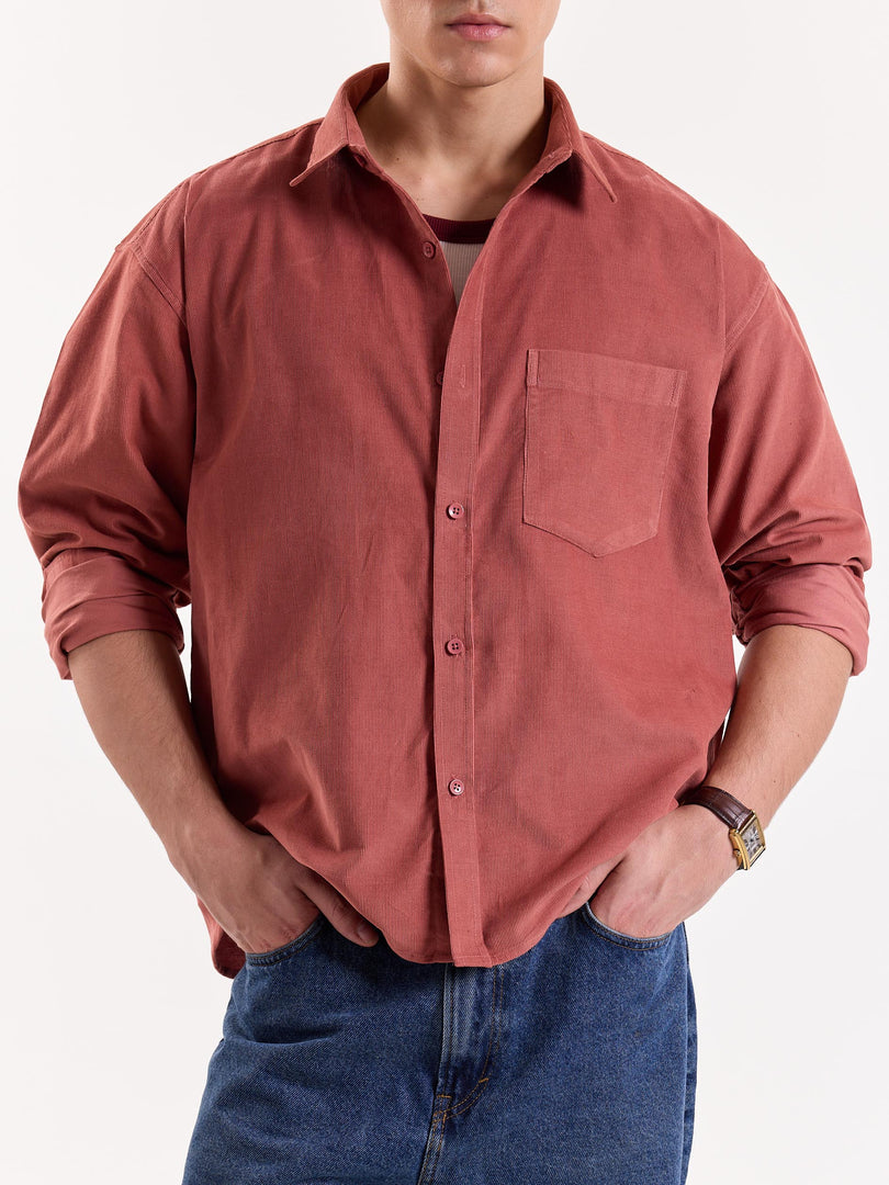 Dusty Rose Corduroy Oversized Shirt